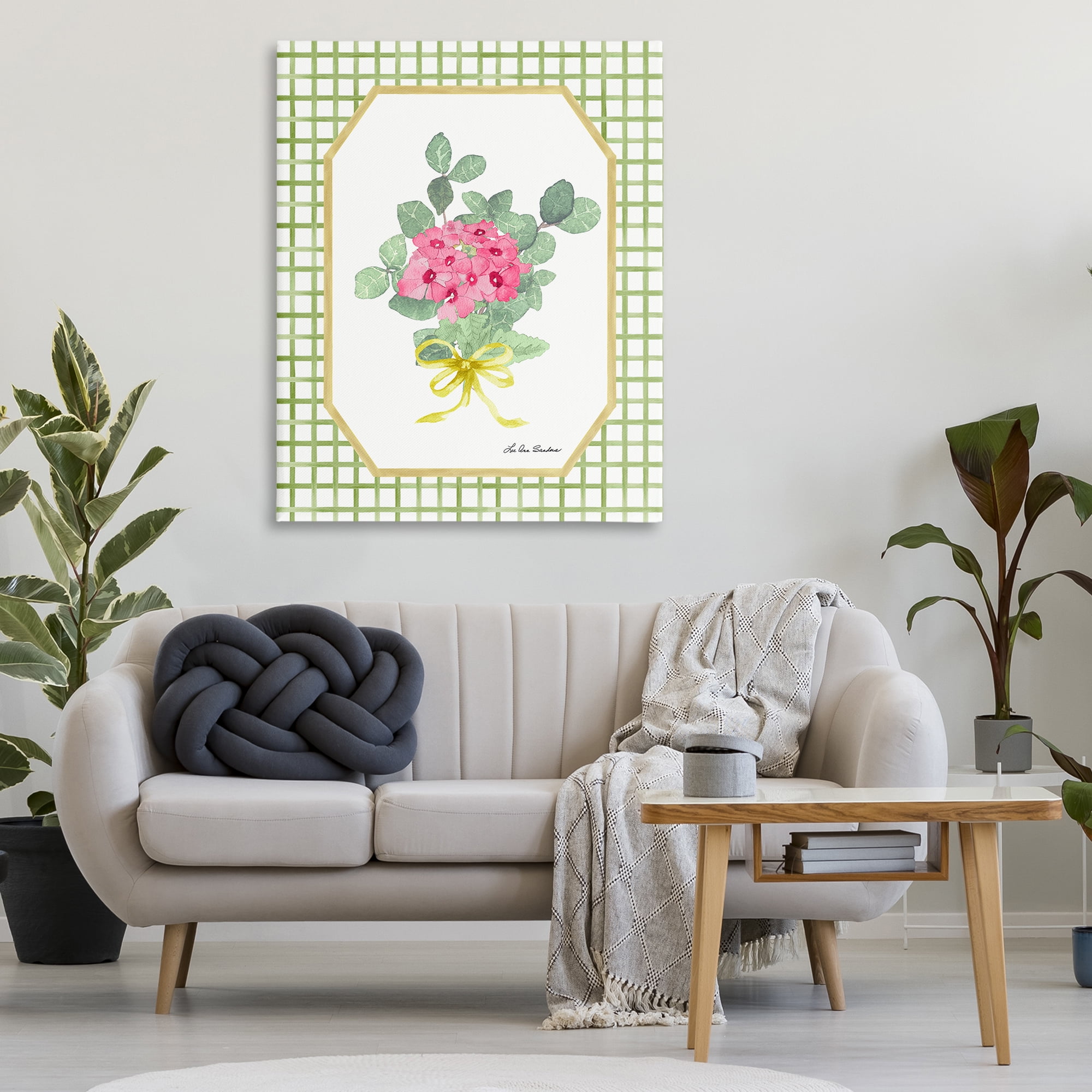 Botanical Story on Grid Pattern Canvas Wall Art, design by Lee Ann Sanders