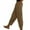 Brown, variant on Wyobmus Women's Wide Leg Linen Pants Solid Color Side Button Tapered Pants Casual Elastic Waist Summer Loose Lounge Pants With Pocket Olive Green