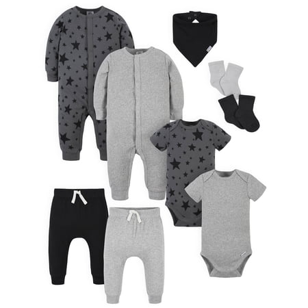 Modern Moments by Gerber Baby Boy Layette Shower Gift Set, 9-Piece (Newborn-12 Months)