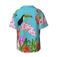 thumbnail image 2 of JUNZAN Mens Casual Button Down Shirts Short Sleeve Tropical Jungle Flamingo Print Shirt-4X-Large, 2 of 7