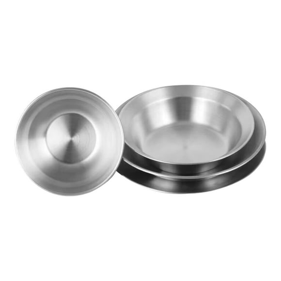 Kyusrd Outdoor Dishes Set Of 4 Stainless Steel Bowl Stainless Steel Plates Stainless Steel Plates Barbecue Buffets Plates