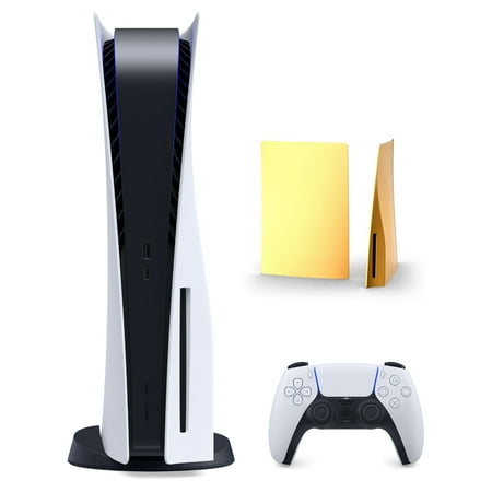 PlayStation 5 Customization Bundle: Disc Version PS5 Console and Wireless Controller with Mytrix Customized Body Plate - Yellow