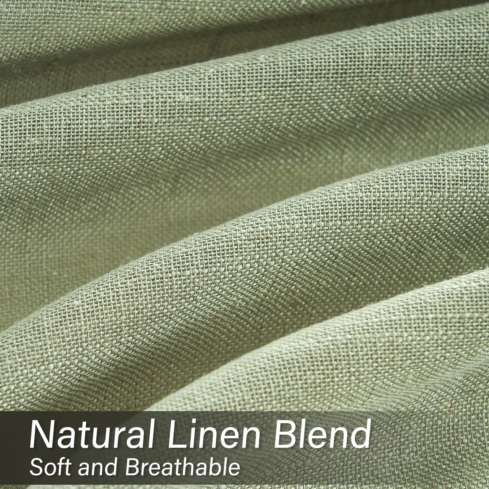 Topfinel Linen Curtains 90 Inch Long for Bedroom Living Room, Soft Linen Textured Window Drapes Semi Sheer Light Filtering Rod Pocket Back Tab Drapes,SageGreen 2 Panels