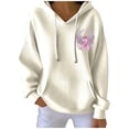 thumbnail image 2 of Ounisa Breast Cancer Oversized Hoodies Fleece Drawstring Shirts for Women Pink Ribbon Sweatshirt Cancer Fight Awareness Shirt Faith Casual Long Sleeve Tops, 2 of 5