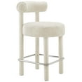 thumbnail image 3 of Modway Toulouse Boucle Fabric Counter Stool - Set of 2 in Ivory Silver, 3 of 10