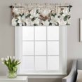 thumbnail image 2 of White Blanc Window Valance for Kitchen, Watercolor Flower Floral Plants Barn Gate Farmhouse Rod Pocket Short Curtain for Small Windows, Light Filtering Decorative Valance, 60 x 18 Inch, 1 Panel, 2 of 9