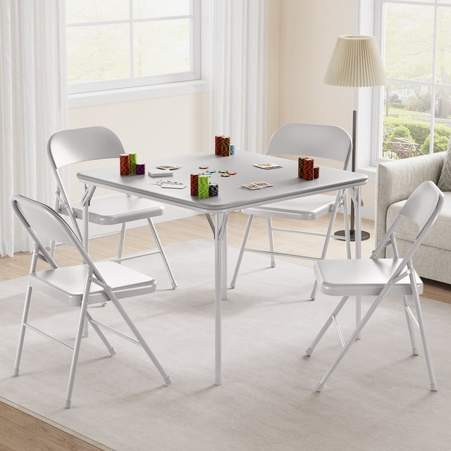 BeesClover Ensemble de Table et Chaises Pliantes de 5, Table de Cartes Carrée Pliante Portable de 33,6 Pouces et 4 Chaises