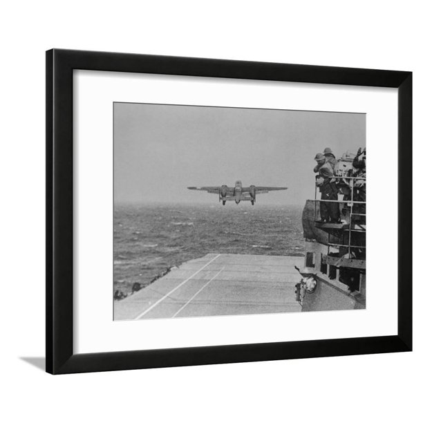 Doolittle Raid On Tokyo B 25 Leaves Uss Hornet Framed Print Wall Art Walmart Com