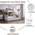 thumbnail image 2 of Full Over Full Bunk Bed with Trundle for Kids, Convertible to 2 Full Size Platform Bed, Wood Full Bunkbed with Full-Length Safety Guard Rail and Ladders, White, 2 of 7