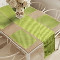 thumbnail image 2 of Ambesonne Retro Table Runner & Placemats, Geometric Nostalgic Motif, Placemat 4 pcs + Runner 12"x72", Lime Green Pastel Yellow, 2 of 2