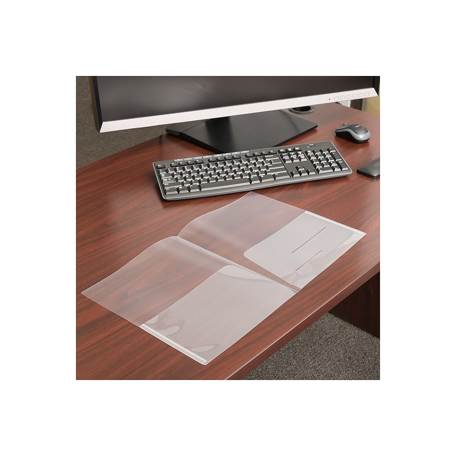 JAM Paper Plastic Regular Weight Folders, Clear, 12 per Pack, Two Pocket