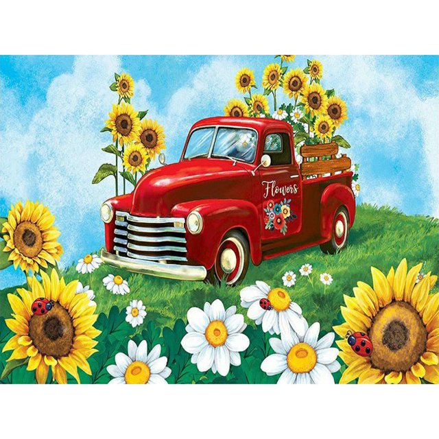 Pintura de diamante (DB5687) 5D DIY Girasol Coche Cuadrado Rhinestone Imagen 50x70cm FLhrweasw Nuevo