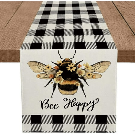 

Spring Placemats Set of 4 Bee Kind Buffalo Plaid 12 x 16 Inch Seasonal Holiday Dining Table Decor Summer Farmhouse Home Kitchen Decorations