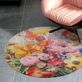 thumbnail image 2 of Spring Flowers Round Area Rugs for Bedroom Living Room, 4FT Soft Comfy Indoor Circle Carpets, Carpet Home Decor Floor Mat, 2 of 6