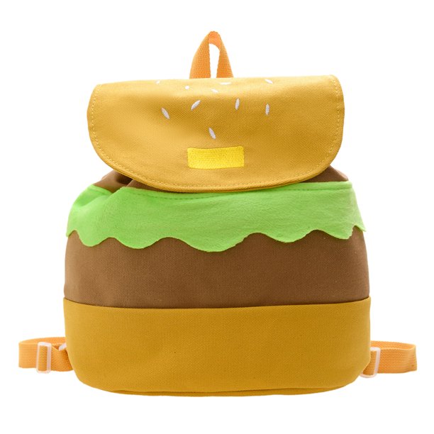 Sywqhk Cute Hamburger Backpack Kids Girl Canvas Fun Burger School Bookbag (L) Sywqhk Para estrenar