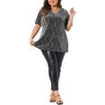 thumbnail image 3 of Agnes Orinda Women's Plus Size Blouses V Neck Metallic Short Sleeve T-Shirt Party Tops 2X Silver, 3 of 7