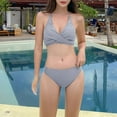 thumbnail image 6 of Hicidod Bikini Sets for Women Summer Beach Tummy Control Swimsuits Modest High Waisted Fashion Solid Halter 2 Piece Bathing Suits, 6 of 7