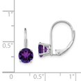 thumbnail image 2 of 14k White Gold 6mm Amethyst Leverback Earrings, 2 of 2