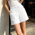 thumbnail image 5 of TFEOQRY Women's Lace Trim Drawstring Shorts with Pockets Elastic Waist Summer Lightweight Casual Loose, 5 of 7