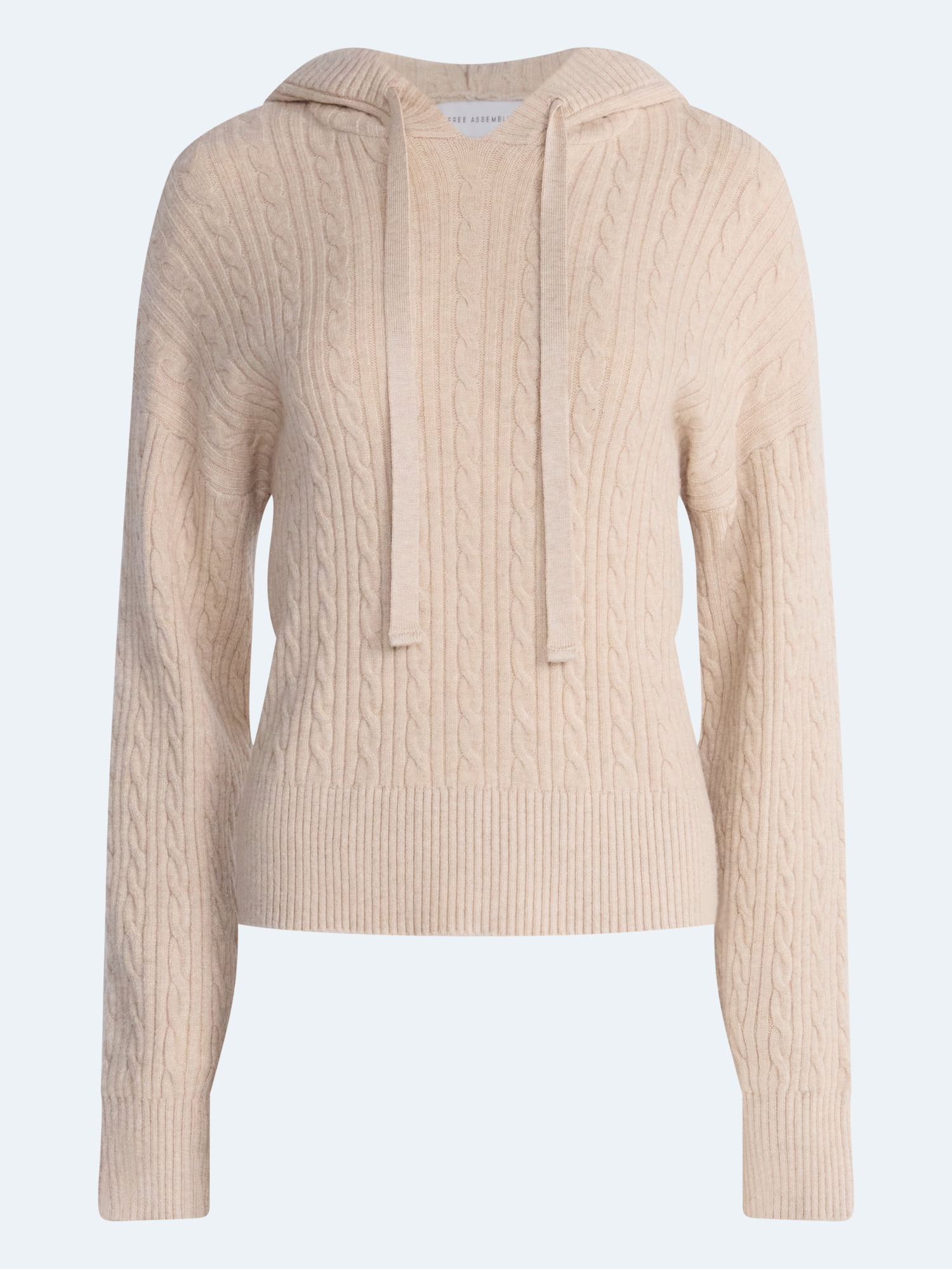 Free Assembly Women's and Women's Plus Cozy Yarn Cable Knit Hoodie Sweater, Midweight, Sizes XS-4X