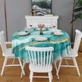 thumbnail image 2 of Cyan Marble Gold Spot Pattern Round Tablecloth 60"x60",Wrinkle Wipeable Table Cloth for Kitchen Dining Room Picnic Patio Party, 2 of 6