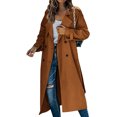 thumbnail image 3 of Scyoekwg Women's Jackets Double Breasted Long Trench Coat Outwear Long Sleeve Solid Color Casual Winter Warm Jackets Loose Outerwear (Brown,L), 3 of 6