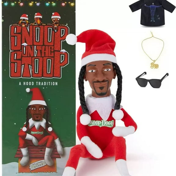 Snoop Dogg Elf Doll,12",Christmas Plush Toys,Pair with a T-shirt,Sunglasses and a Necklace