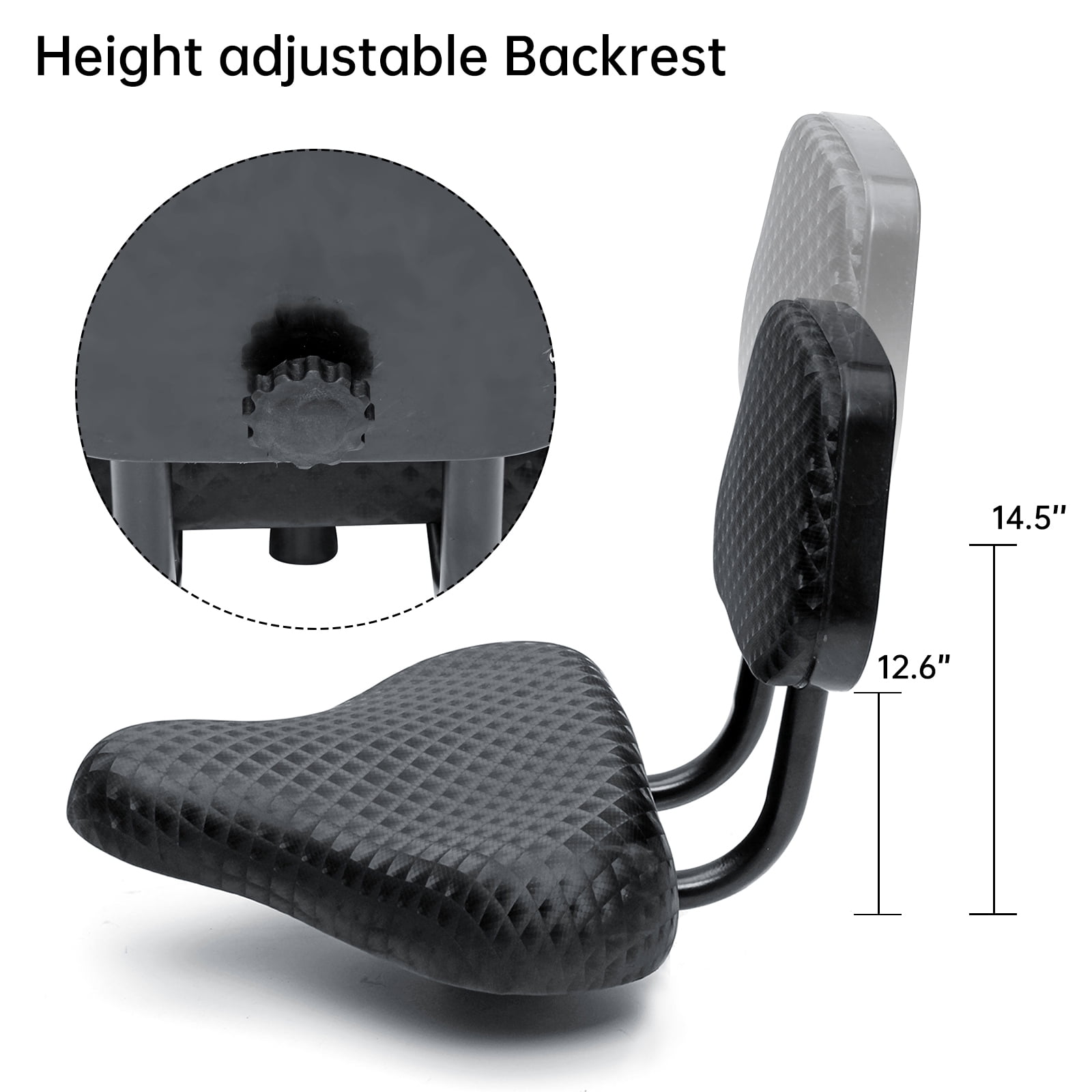 Buy Comfort Wide Bicycle Seat With Backrest Support, Bike Saddle With Back For Cruiser, Trike