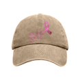 thumbnail image 3 of bravefron Cancer Awareness Baseball Cap, Washed Distressed Vintage Style with Embroidered Pink Ribbon, Adjustable Cotton Hat for Women Men, 3 of 5