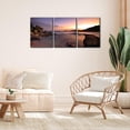 thumbnail image 5 of Canvas Prints Nature Wilderness Picture Wall Art Sunrise Over Ocean Sea Beach Framed Artwork for Living Room Bedroom Home and Office Wall Decor Stretch and Framed Ready to Hang-12"x16"x3 Panels, 5 of 6