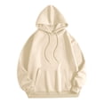 thumbnail image 4 of FAOWME Women Hoodies With Pocket Drawstring Long Sleeve Plush Casual Comfortable Warm Sweatshirt For Daily Wear Beige L, 4 of 4