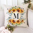 thumbnail image 3 of Monogram Letter M Summer Sunflower Throw Pillow Covers 18x18 Inch, Floral Bee Pillows Covers Decorative Family Last Name Initial Throw Pillowcase Decor for Couch Sofa, 3 of 6