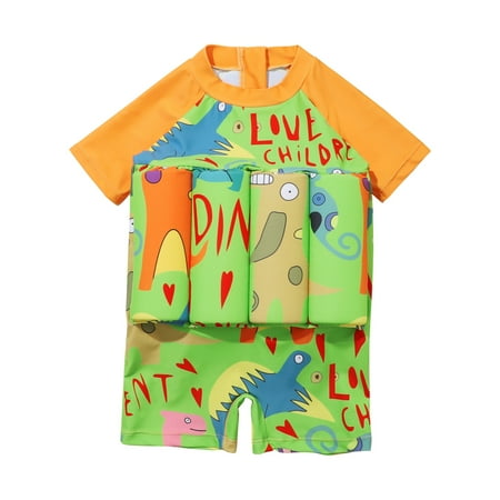 

Elainilye Fashion Toddler Baby Girls Boys One Piece Swimsuit Float Suit Rashguard Short Sleeve Zip Up Buoyancy Swimwear Sizes 6M-4Y Orange