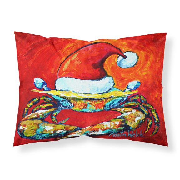 Carolines Treasures MW1169PILLOWCASE Crab in Santa Hat Santa Claws Fabric Standard Pillowcase Standard multicolor