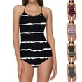 thumbnail image 1 of Sentmoon Maillots de Bain pour Femmes Bretelles Spaghetti Sans Manches Ensembles Bikini Femmes Imprimé Mode Dos à Bretelles Ensemble Maillots de Bain Grande Taille Tankinis Maillots de Bain, 1 of 4