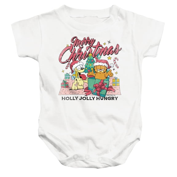 Garfield Merry Christmas Unisex Infant Snap Suit for Baby, White, Medium