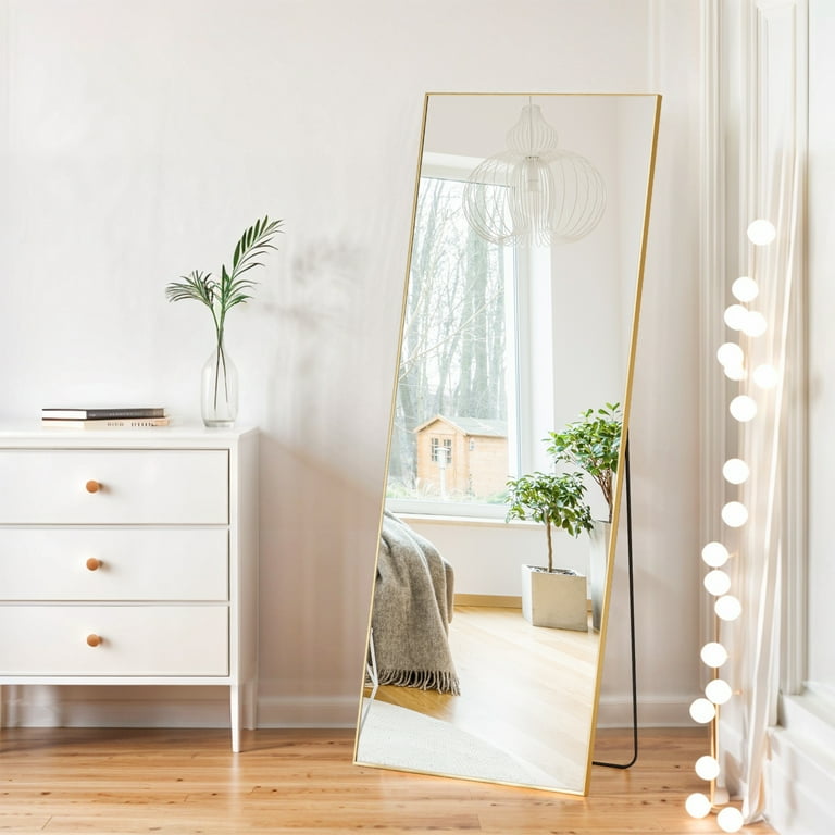 Full Body Floor Mirror 59"x16" Rectangle Full Length Mirror with Stand Wall  Mirror for Bedroom Dressing,Gold - Walmart.com