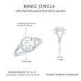 thumbnail image 6 of Round Shape Solitaire Moissanite Split Shank Engagement Ring 2 Carat - 8 mm - D-VS1 Grade, 18K White Gold, US 5.75, 6 of 7