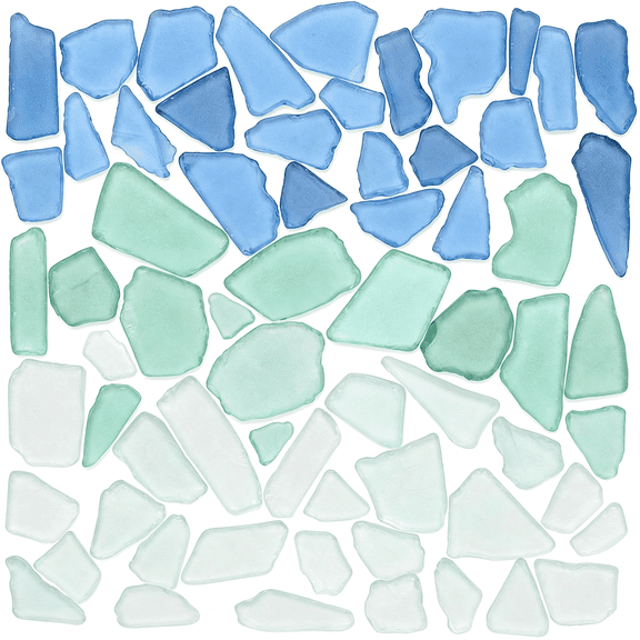 ACDANC 11 Oz Sea Glass for Crafts Frosted Decor Flat Sea Glass Pieces Vase Filler, Diy Art Craft Supplies for Home, Party, Beach Wedding, Aquariums Decor(2-4Cm) (Blue)