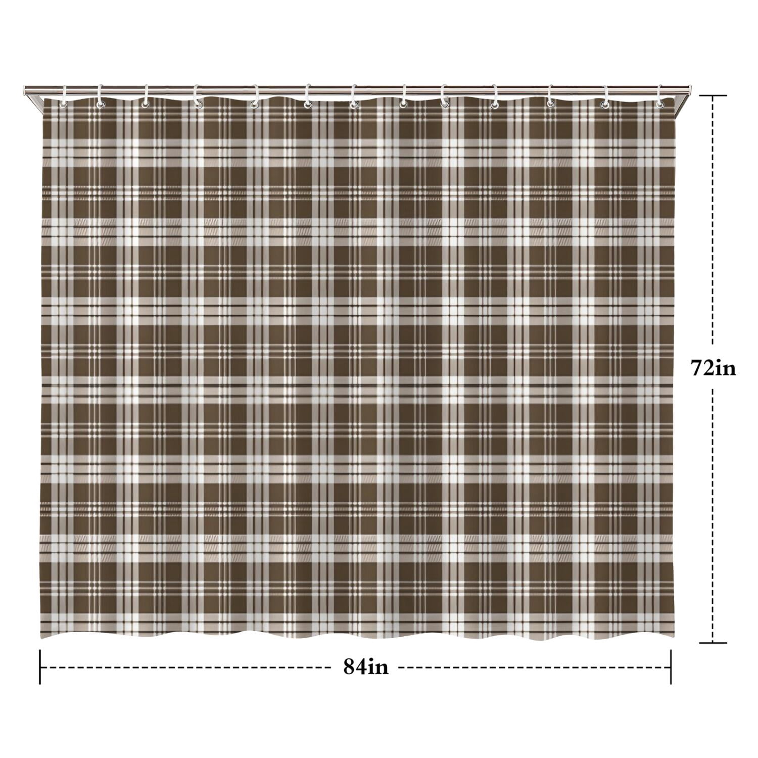 Brown and White Checkerboard Checkered Pattern Shower Curtain 84"x72" ,Bathroom Decorative Shower Curtains Set with 12 Hooks,Modern Waterproof Washable Shower Curtain