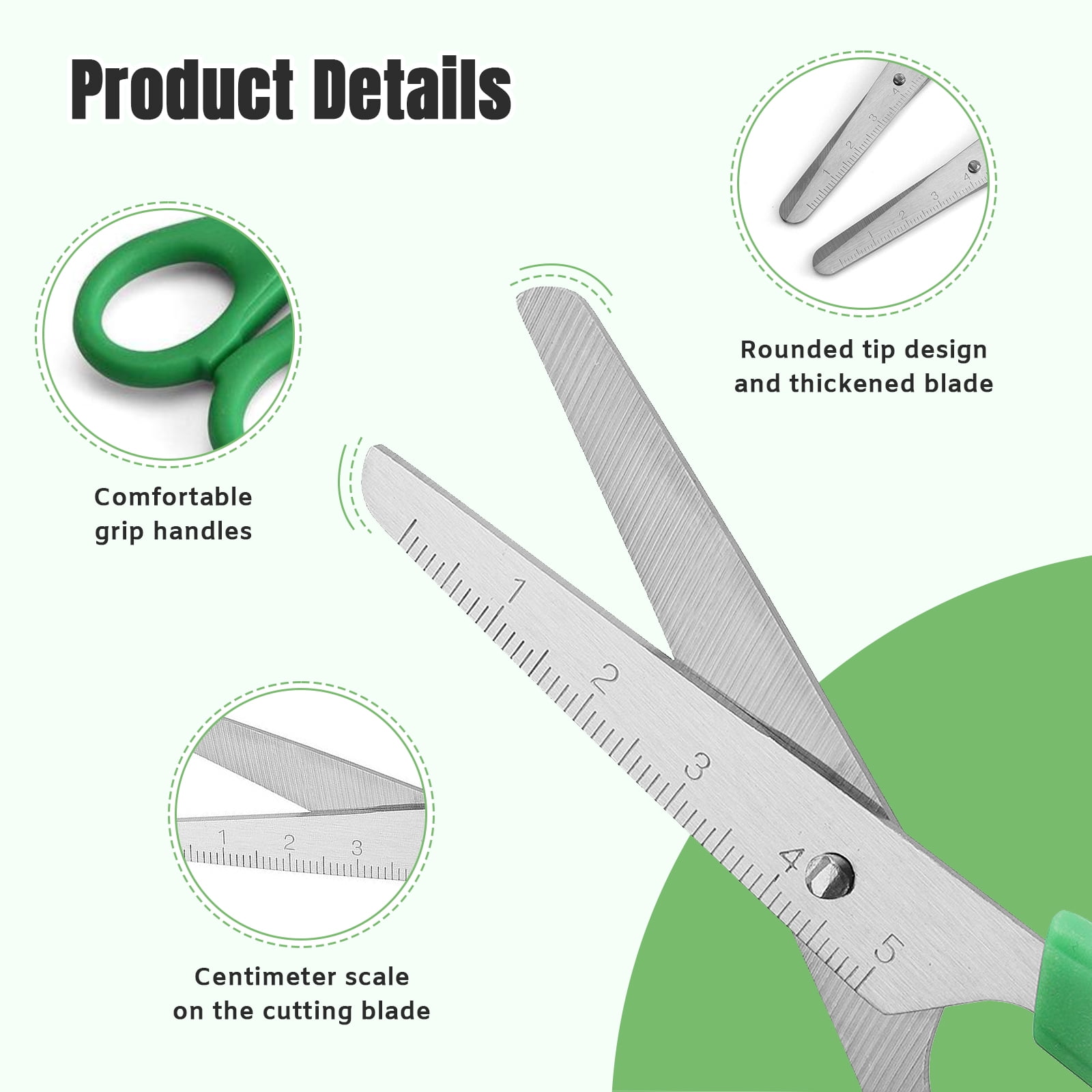 AGCAN 100 Pack Scissors Bulk with scale, 5 Inch Blunt Tip Safety Scissors for Classrooms, Sewing Craft Supplies