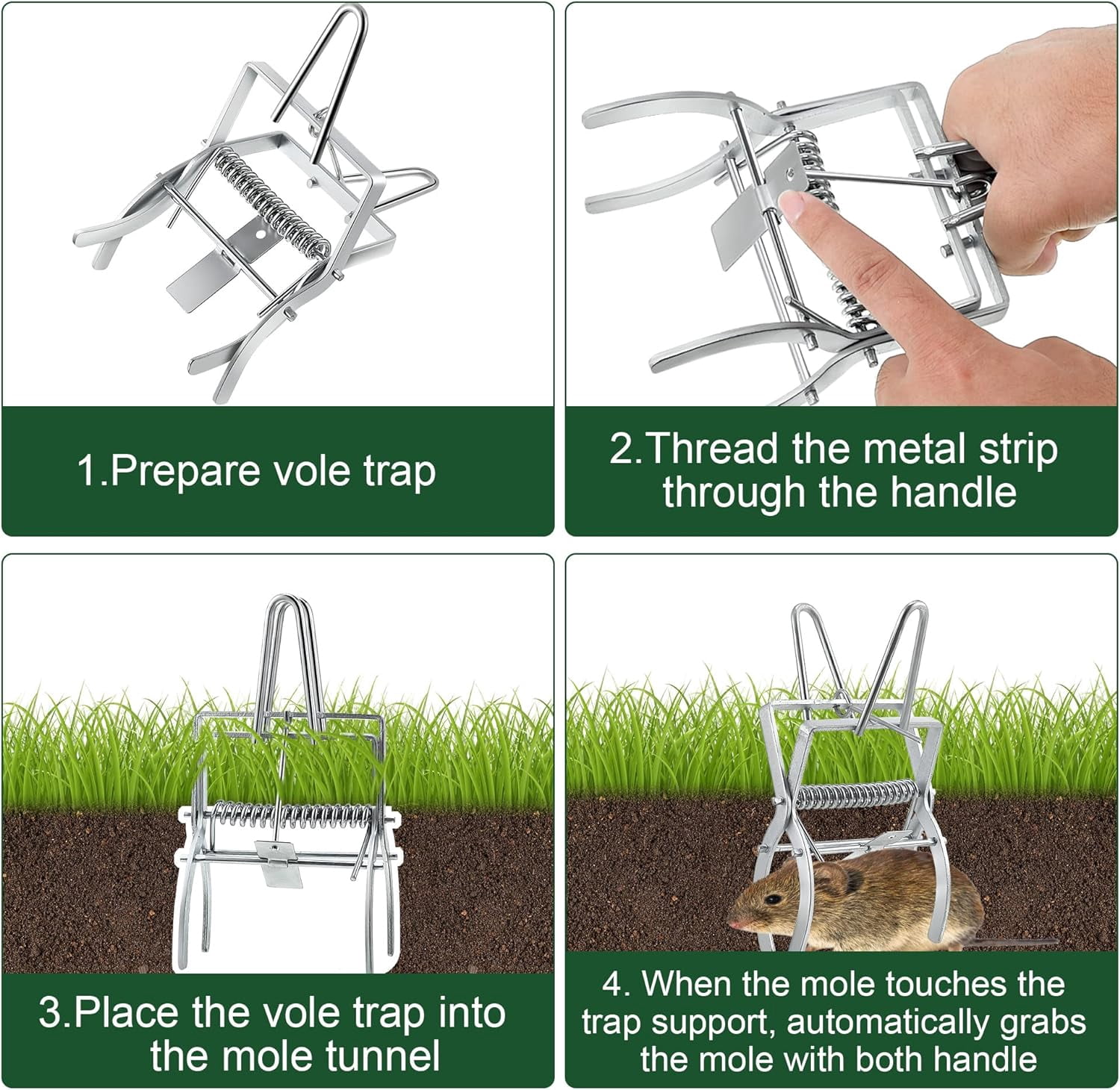 2 Pack Mole Trap, Easy Setup Black Mole Trap for Lawns,Reusable