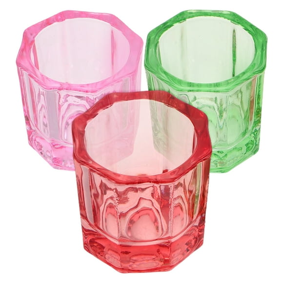 vasos de vidrio para manicura de uñas con forma octogonal, recipiente para monómero líquido y polvo para extensiones de uñas