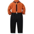 thumbnail image 2 of NANAHuang Kids Boys Lapel Long Sleeve Bow Tie Button Floral Tee Shir Tops + Shoulder Strap Pants 2PCS Gentleman Outfits, 2 of 7
