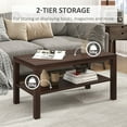 thumbnail image 4 of HOMCOM 2 Tier Coffee Table with Storage Shelf, Rectangular Center Table for Living Room, Home Office Furniture Walnut, 4 of 9