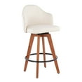 thumbnail image 2 of Ahoy Contemporary Fixed-Height Counter Stool With Walnut Bamboo Legs And Round Black Metal Footrest With Cream Fabric, 2 of 7