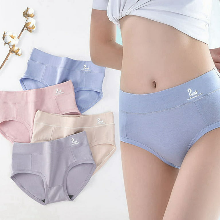 Women's High Waisted Cotton Underwear Ladies Soft Full Briefs Panties 3-pack
