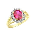 thumbnail image 6 of RYLOS Rings for Women 14K Gold Plated Silver Ring Princess Diana Inspired 9X7MM Gemstone & Halo of  Diamonds July Ruby Jewelry for Women Size 8, 6 of 7