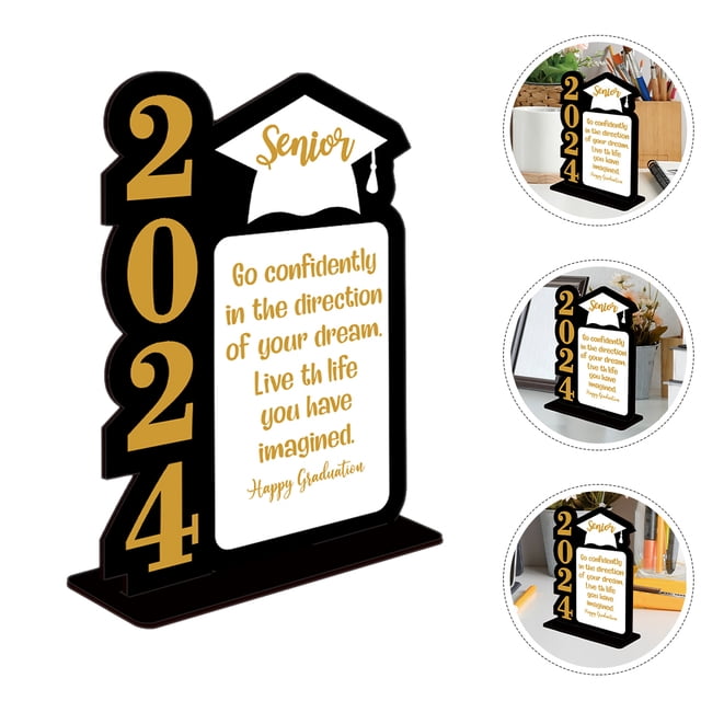 OULII Graduate Decorations Wooden Table Centerpiece for Graduation Party 1Set