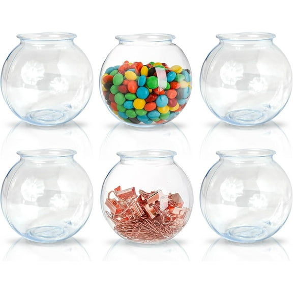 Sterline Fish Bowls For Drinks - 6 Pack - 16 Oz - BPA-Free Small Plastic Ivy Bowls For Crafts, Mini Fish Bowls Unbreakable, Candy Dishes for Party Centerpieces, Carnival Fishing, Home Decor